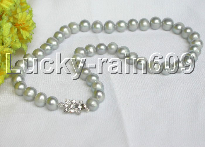 10mm gray freshwater pearls necklace e288  