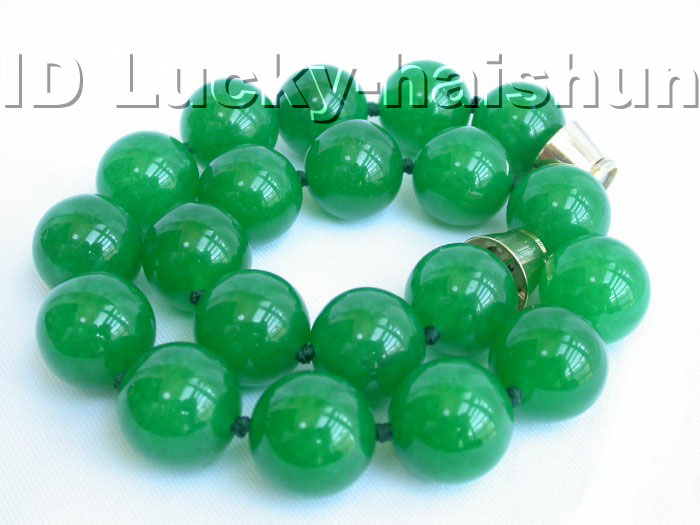 healthy round natural green jade necklace 20mm  