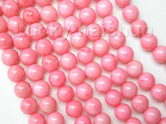 GENUINE 8ROW ROUND PINK CORAL NECKLACE MABE PEARL  